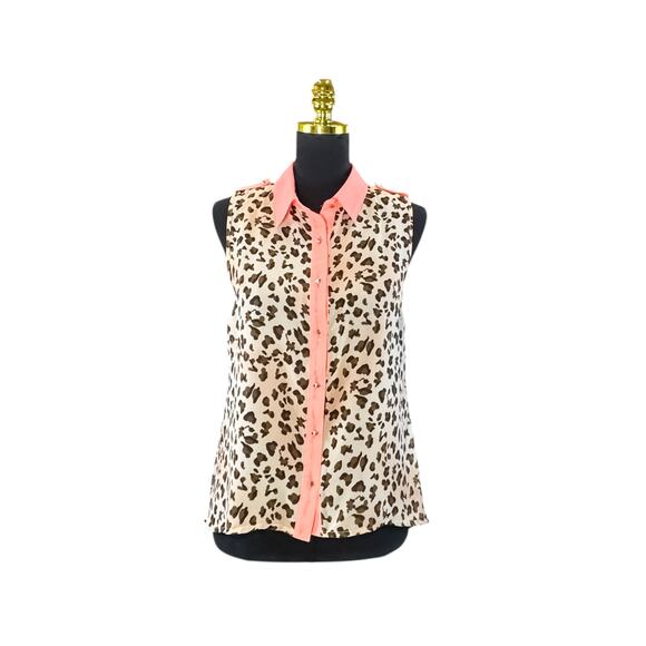 EM Leopard Sleeveless Blouse - Size M - Picture 2 of 7
